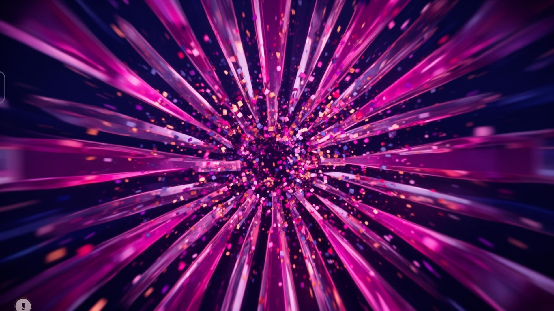 Abstract radial wheel burst confetti sparks